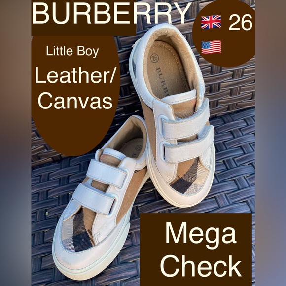 BURBERRY Little Boy Nova Check (Mega) LEATHER & CANVAS/Velcro Tennies🔥2-3 years - Picture 12 of 12